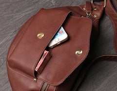 Cool Leather Fanny Pack Belt Bag Mens Hip Pack Coffee Waist Bag Sling Bags For Men