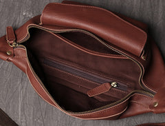 Cool Leather Fanny Pack Belt Bag Mens Hip Pack Coffee Waist Bag Sling Bags For Men