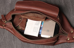 Cool Leather Fanny Pack Belt Bag Mens Hip Pack Coffee Waist Bag Sling Bags For Men