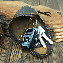 Cool Leather Key Holders Wallet Car Keys Wallet With Belt Loop Tan Zipper Key Wallets For Men