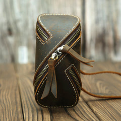 Cool Leather Key Holders Wallet Car Keys Wallet With Belt Loop Coffee Zipper Key Wallets For Men