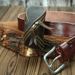 Cool Leather Key Holders Wallet Car Keys Wallet With Belt Loop Brown Zipper Key Wallets For Men