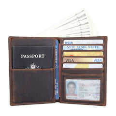 Cool Leather Long Wallet for Men Slim Bifold Wallet Passport Wallet Travel Wallet - iwalletsmen