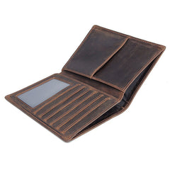Cool Leather Long Wallet for Men Slim Bifold Wallet Passport Wallet Travel Wallet - iwalletsmen
