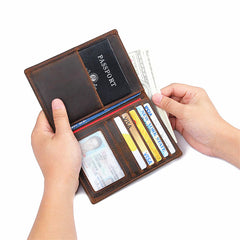 Cool Leather Long Wallet for Men Slim Bifold Wallet Passport Wallet Travel Wallet - iwalletsmen