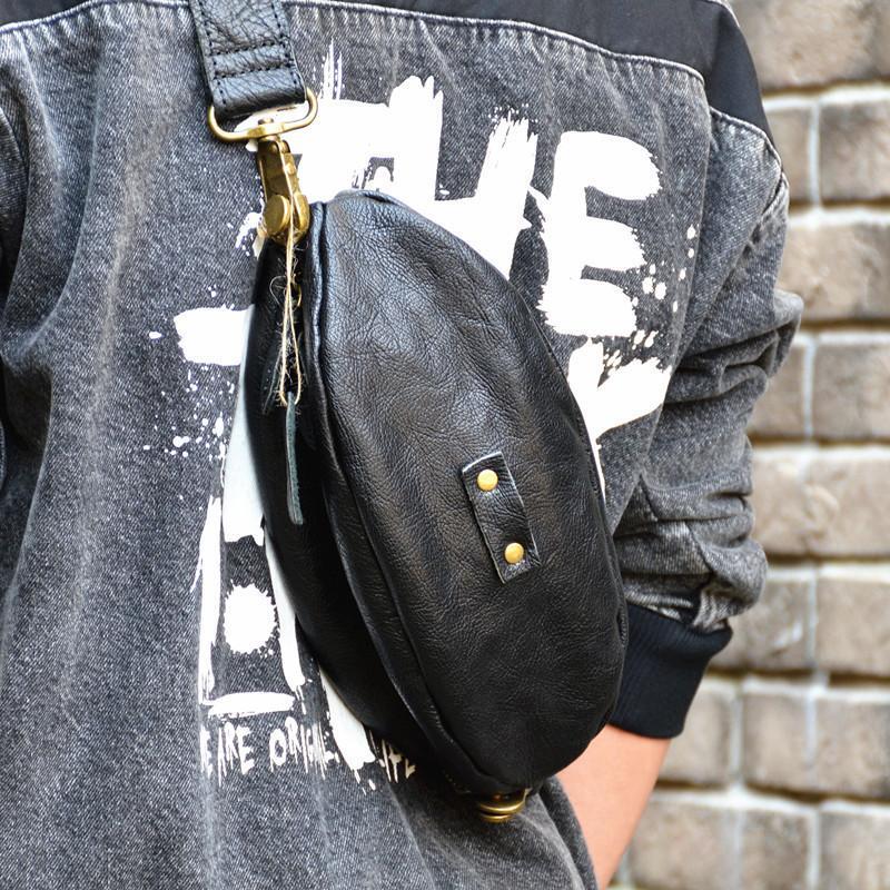 Leather Sling Bag Men's American Football Brown Sling Backpack Unique Sling Crossbody Pack For Men