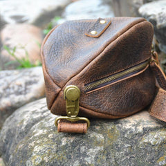 Leather Sling Bag Men's American Football Brown Sling Backpack Unique Sling Crossbody Pack For Men