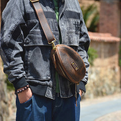 Cool Leather Men's American Football Sling Bag Sling Backpack Unique Sling Crossbody Pack For Men