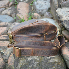 Leather Sling Bag Men's American Football Brown Sling Backpack Unique Sling Crossbody Pack For Men