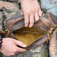 Leather Sling Bag Men's American Football Brown Sling Backpack Unique Sling Crossbody Pack For Men