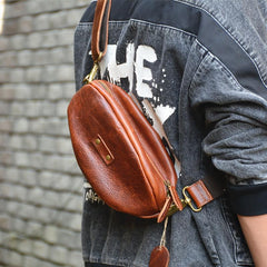 Leather Sling Bag Men's American Football Brown Sling Backpack Unique Sling Crossbody Pack For Men