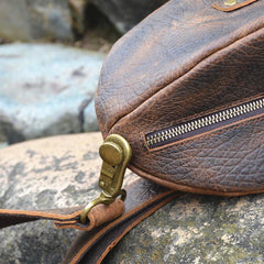 Leather Sling Bag Men's American Football Brown Sling Backpack Unique Sling Crossbody Pack For Men