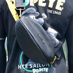 Leather Sling Bag Men's American Football Brown Sling Backpack Unique Sling Crossbody Pack For Men