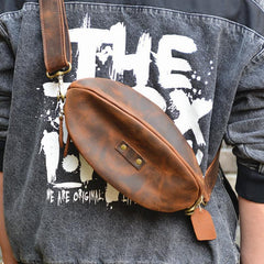 Leather Sling Bag Men's American Football Brown Sling Backpack Unique Sling Crossbody Pack For Men