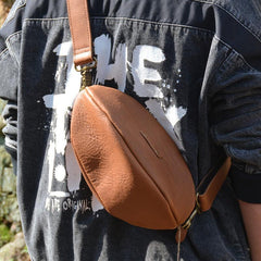 Leather Sling Bag Men's American Football Brown Sling Backpack Unique Sling Crossbody Pack For Men