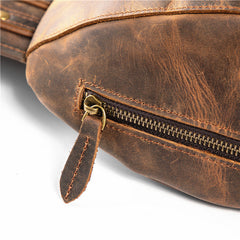 Leather Men's Sling Bag Cool Chest Bag Vintage One shoulder Backpack Sports Bag For Men