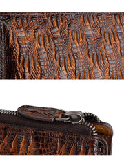 Cool Leather Mens Clutch Bag Crocodile Pattern Black Wristlet Bag Clutch Wallet Business Clutch for Men