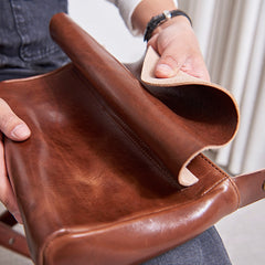 Cool Leather Mens Small Side Bag Leather Courier Bags Messenger Bags Side Bag for Men - iwalletsmen