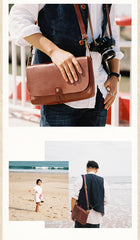 Cool Leather Mens Small Side Bag Leather Courier Bags Messenger Bags Side Bag for Men - iwalletsmen