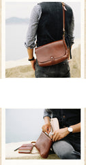 Cool Leather Mens Small Side Bag Leather Courier Bags Messenger Bags Side Bag for Men - iwalletsmen