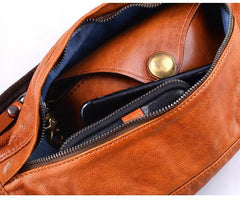 Cool Light Brown Leather Men Chest Bag Waist Bags Tan Fanny Pack Black Hip Bag Bum Pack For Men - iwalletsmen