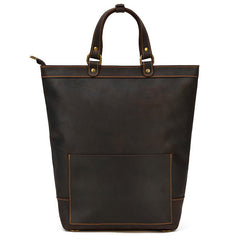 Cool Men's Leather Backpack Coffee Leather Tote Bag Convertible Backpacks Tote Handbag For Men