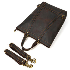 Cool Men's Leather Backpack Coffee Leather Tote Bag Convertible Backpacks Tote Handbag For Men