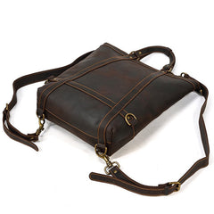 Cool Men's Leather Backpack Coffee Leather Tote Bag Convertible Backpacks Tote Handbag For Men