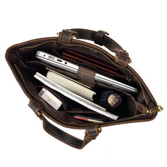 Cool Men's Leather Backpack Coffee Leather Tote Bag Convertible Backpacks Tote Handbag For Men