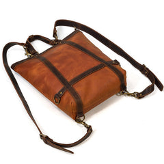 Cool Men's Leather Backpack Coffee Leather Tote Bag Convertible Backpacks Tote Handbag For Men