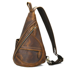 Cool Men's Sling Bag Leather Sling Backpack Convertible Backpacks Sling Crossbody Pack For Men