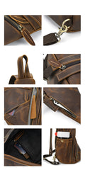 Cool Men's Sling Bag Leather Sling Backpack Convertible Backpacks Sling Crossbody Pack For Men