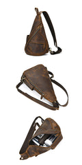 Cool Men's Sling Bag Leather Sling Backpack Convertible Backpacks Sling Crossbody Pack For Men