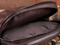 Cool Mens Leather Barrel Belt Pouch Mini Shoulder Bag Waist Bag Belt Phone Holster For Men - iwalletsmen