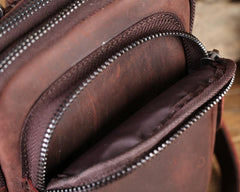 Cool Mens Leather Barrel Belt Pouch Mini Shoulder Bag Waist Bag Belt Phone Holster For Men - iwalletsmen