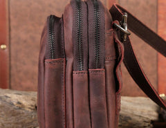Cool Mens Leather Barrel Belt Pouch Mini Shoulder Bag Waist Bag Belt Phone Holster For Men - iwalletsmen