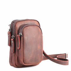 Cool Mens Leather Barrel Belt Pouch Mini Shoulder Bag Waist Bag Belt Phone Holster For Men - iwalletsmen