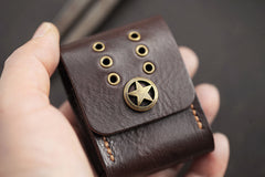 Cool Texas Star Black Leather Mens Zippo Lighter Cases Standard Zippo Lighter Holder Belt Loop For Men - iwalletsmen