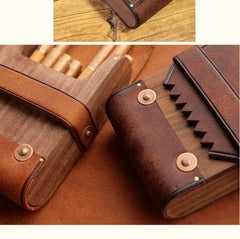 Cool Wooden Leather Mens 20pcs Cigarette Cases With Belt Loop Best Cigarette Holder Box for Men