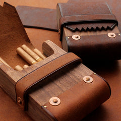 Cool Wooden Leather Mens 20pcs Cigarette Cases With Belt Loop Best Cigarettes Holder Box for Men