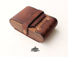 Cool Wooden Leather Mens 20pcs Cigarette Cases With Belt Loop Best Cigarette Holder Box for Men