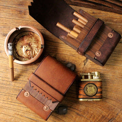 Cool Wooden Leather Mens 20pcs Cigarette Cases With Belt Loop Best Cigarettes Holder Box for Men