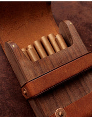Cool Wooden Leather Mens 20pcs Cigarette Cases With Belt Loop Best Cigarettes Holder Box for Men