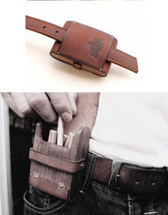 Cool Wooden Leather Mens 20pcs Cigarette Cases With Belt Loop Best Cigarettes Holder Box for Men