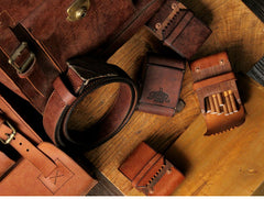 Cool Wooden Leather Mens 20pcs Cigarette Cases With Belt Loop Best Cigarettes Holder Box for Men