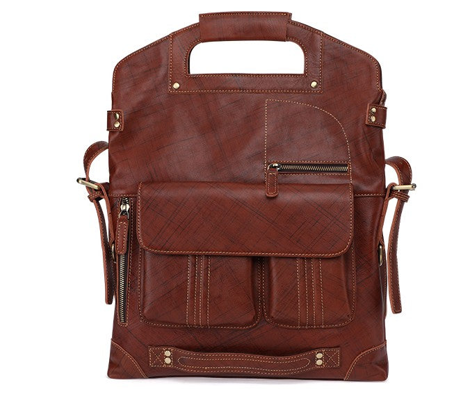 Cool 3-in-1 Brown Leather Mens Backpack Side Bag Laptop Handbag Backpack for Men - iwalletsmen