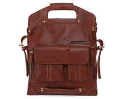Cool 3-in-1 Brown Leather Mens Backpack Side Bag Laptop Handbag Backpack for Men - iwalletsmen