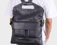 Cool 3-in-1 Brown Leather Mens Backpack Side Bag Laptop Handbag Backpack for Men - iwalletsmen