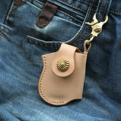 Cool Beige Keychain Leather Mens Zippo Lighter Cases With Belt Clip Lighter Holders For Men - iwalletsmen