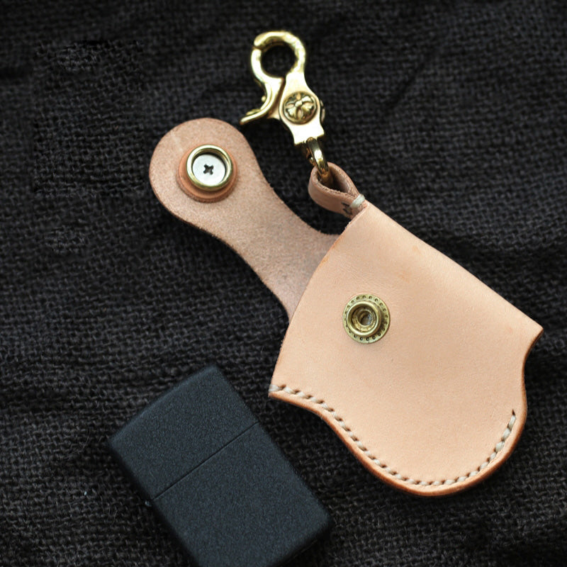 Cool Beige Keychain Leather Mens Zippo Lighter Cases With